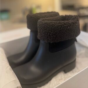 See By Chloe Black Winter & Rain Boots with Suede Trim (original box included)
